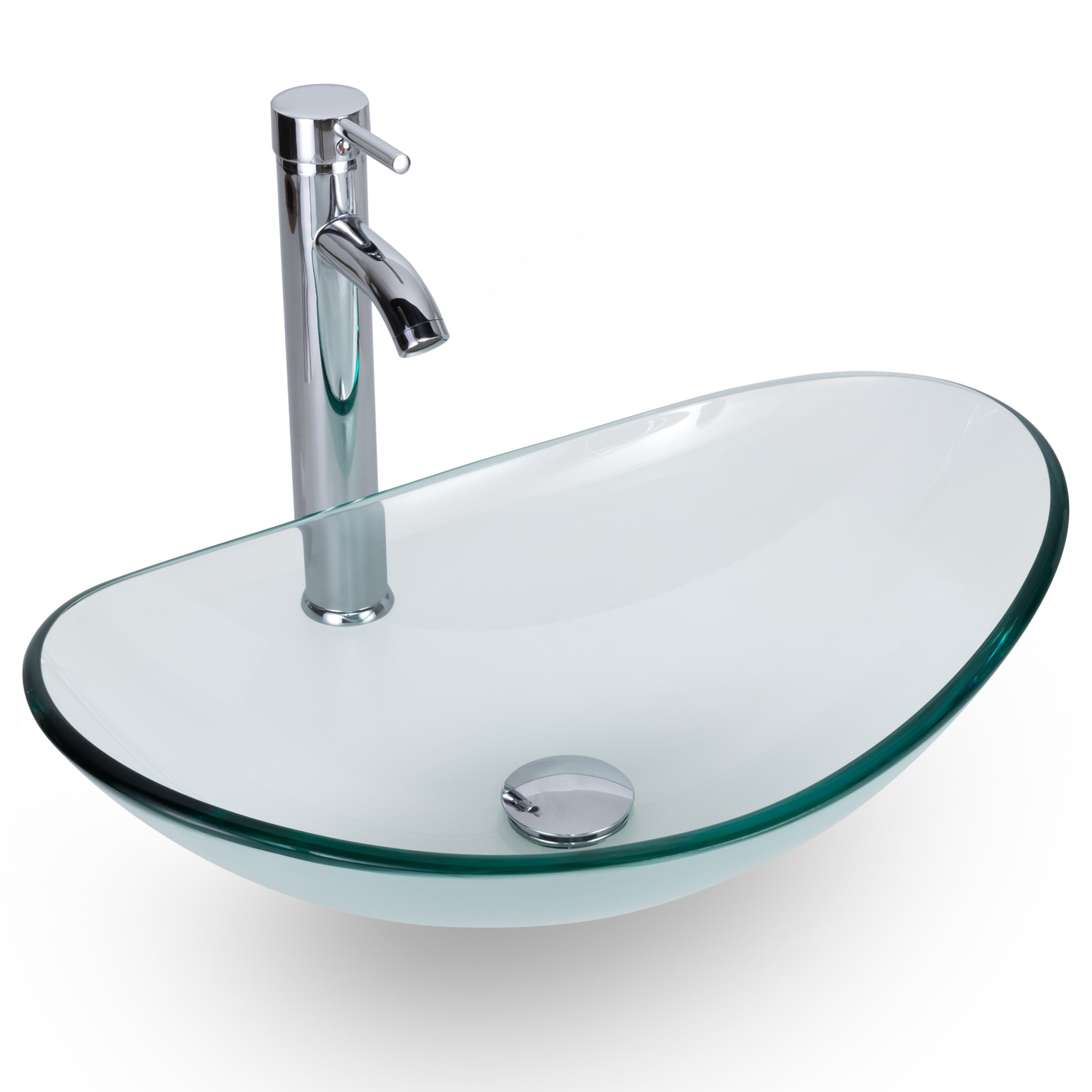 Decolav 1129T-TCR, deals Transparent Crystal Oval Tempered Glass Vessel Sink (CHIPPED)