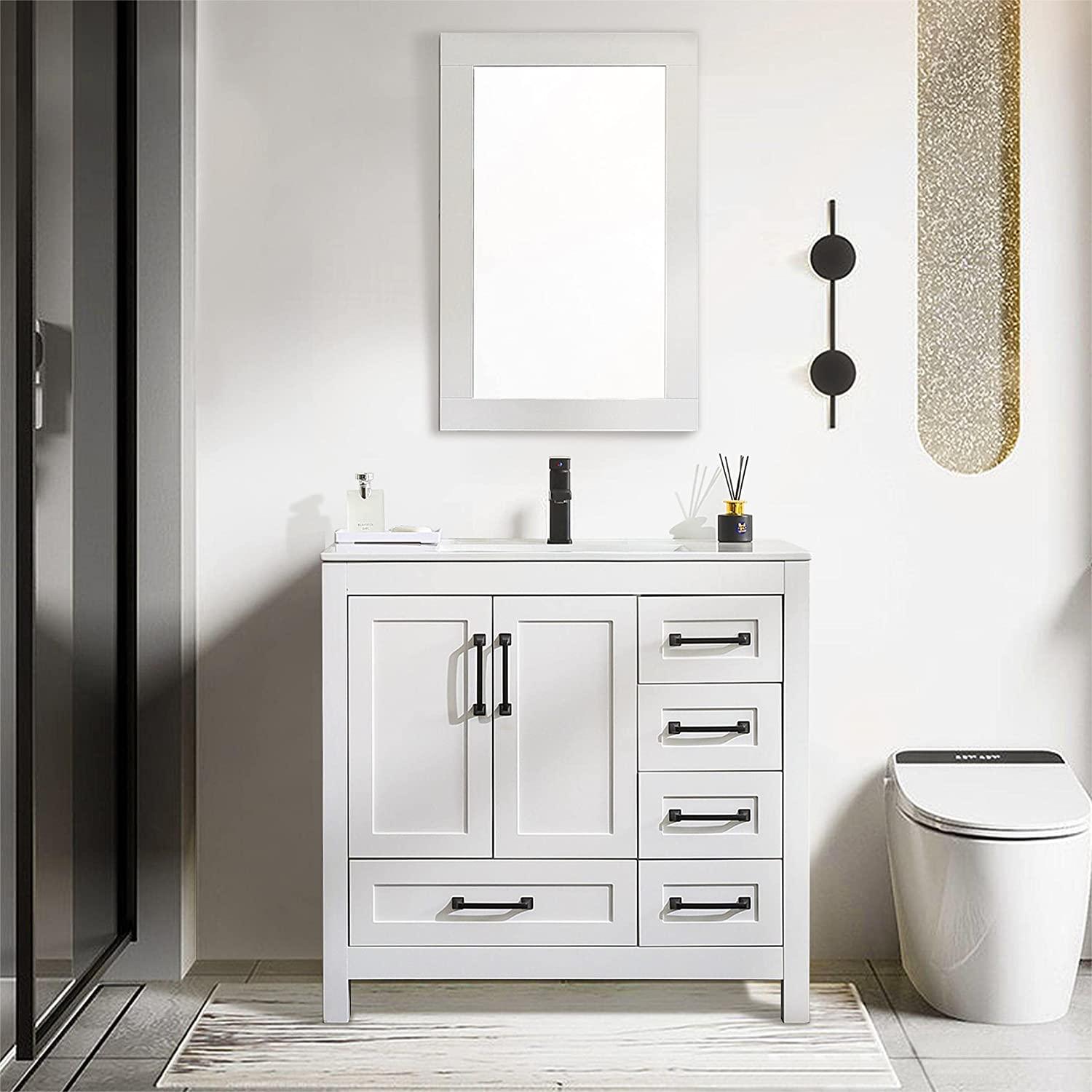 Eclife 36 Bathroom Vanities Cabinet with Sink Combo Set,Matte Black F