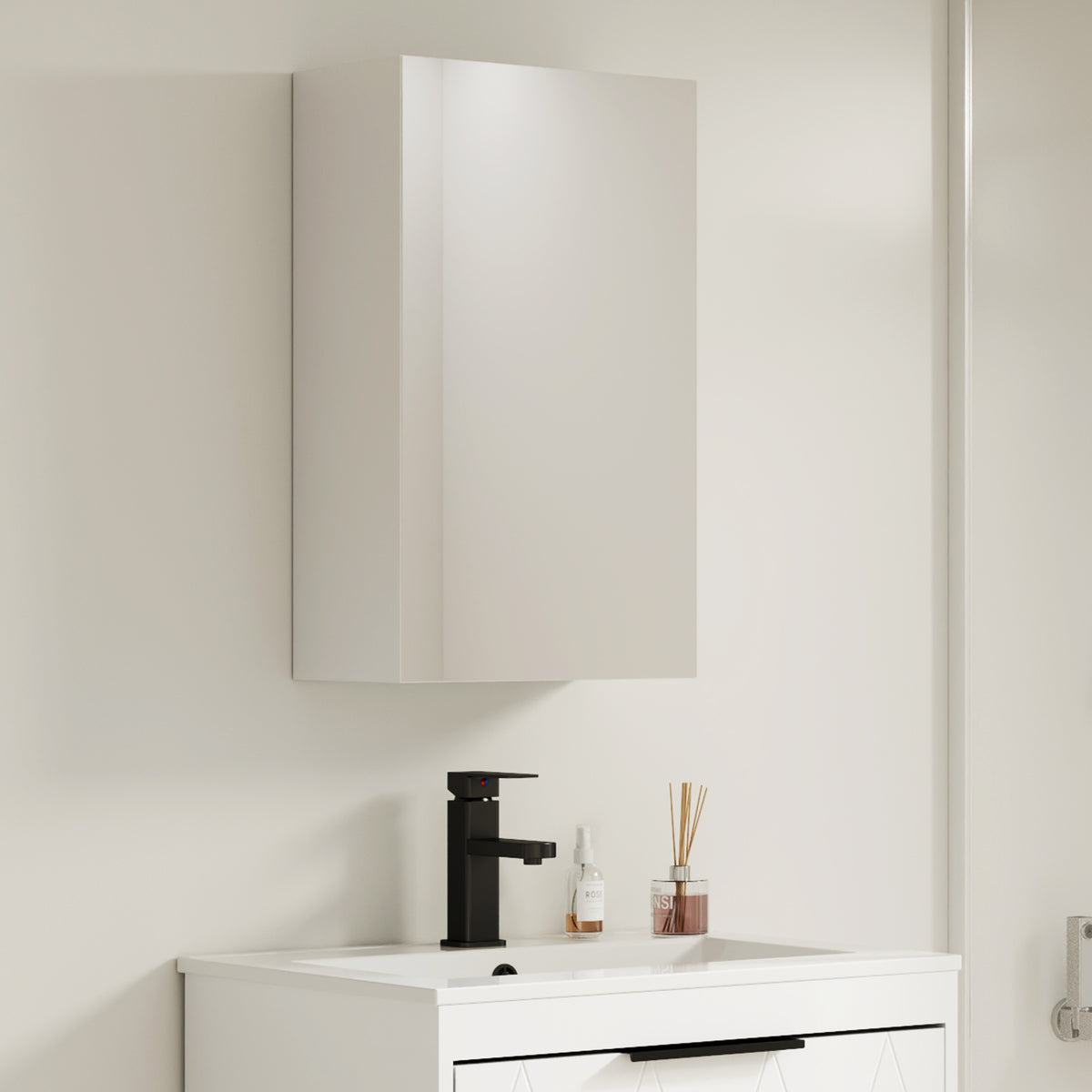 Rec 24" Wall Mounted Bathroom Medicine Cabinet with  Single Door & Mirror