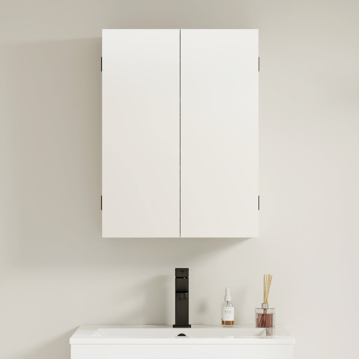 Rec 24" Wall Mounted Bathroom Medicine Cabinet with  Double Doors & Mirror