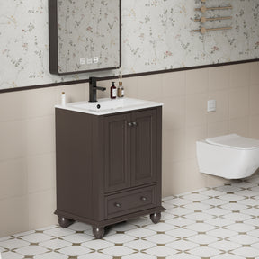 Retro 24" Freestanding Bathroom Vanity Combo with Single Undermount Sink, French Style