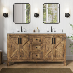 Luxurious 60'' Fully Assembled Bathroom Vanity with Double Undermount Sinks Combo,Forked Door