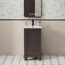 Retro 18" Freestanding Bathroom Vanity Combo with Single Undermount Sink, French Style