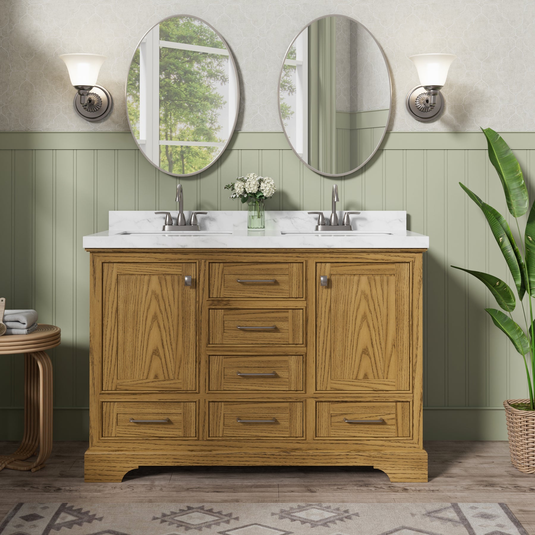 Luxurious 48'' Fully Assembled Bathroom Vanity with Dual Undermount Sink Combo