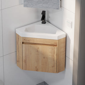 Corner 22" Wall Mounted Bathroom Vanity Combo with Single Undermount Sink