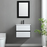 Minimalist 24" Panda Color Wall Mounted Bathroom Vanity Combo with Single Undermount Sink