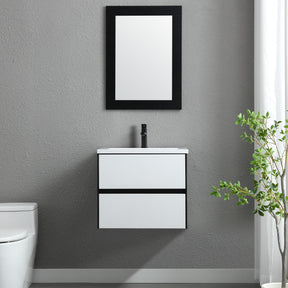 Minimalist 24" Panda Color Wall Mounted Bathroom Vanity Combo with Single Undermount Sink