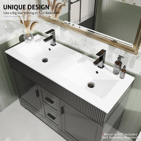 Waterfall  48" Freestanding Bathroom Vanity Combo with Double Undermount Sinks