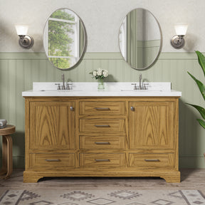 Luxurious  60'' Fully Assembled  Bathroom Vanity with Dual Undermount Sink Combo