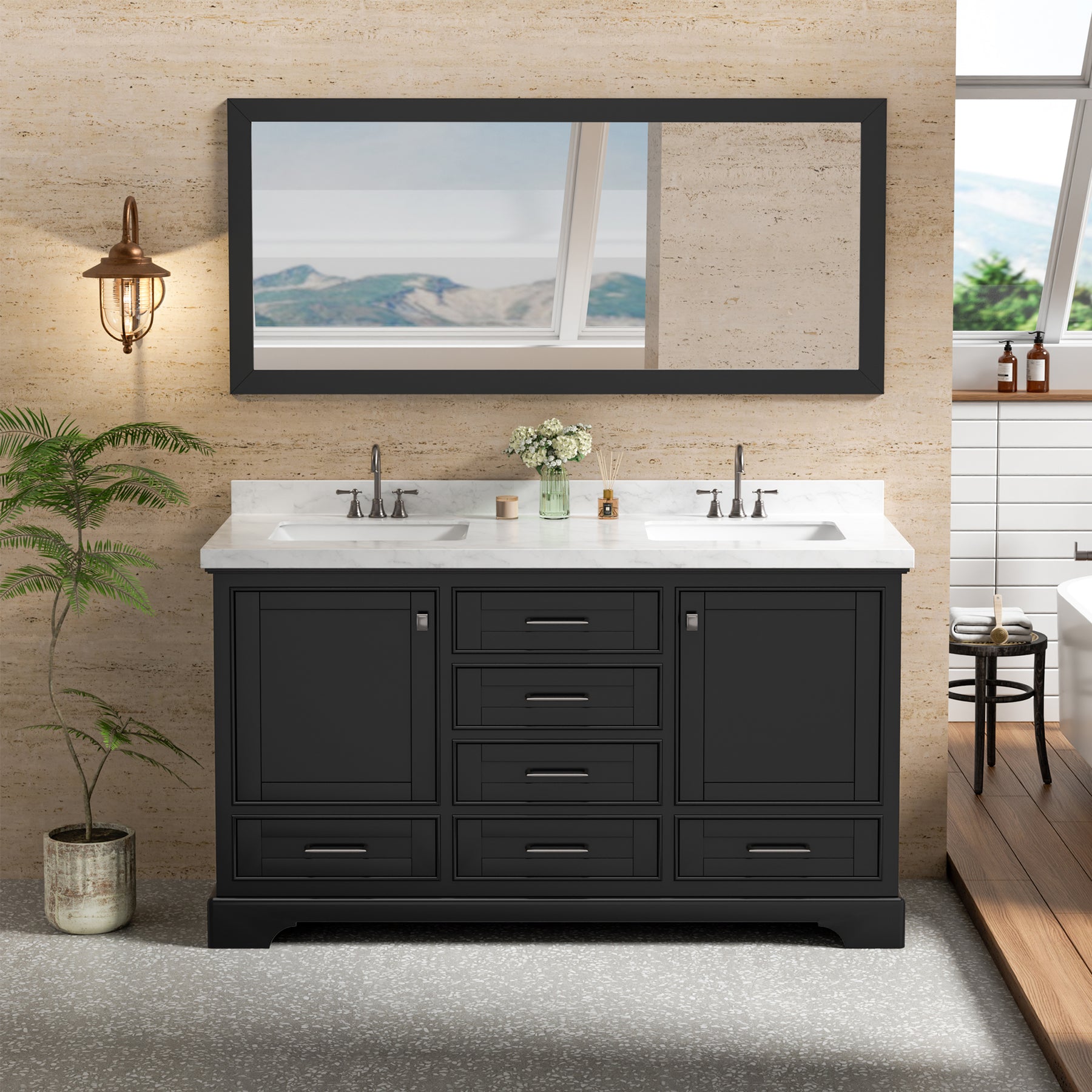 Luxurious  60'' Fully Assembled  Bathroom Vanity with Dual Undermount Sink Combo