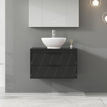 Linear 30" Black Wall Mounted Bathroom Vanity Combo with Single Sink