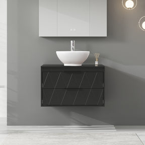 Linear 30" Black Wall Mounted Bathroom Vanity Combo with Single Sink