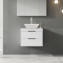 Linear 24" White Wall Mounted Bathroom Vanity Combo with Single Sink