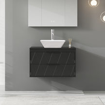 Linear 30" Black Wall Mounted Bathroom Vanity Combo with Single Sink