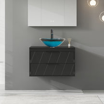 Linear 30" Black Wall Mounted Bathroom Vanity Combo with Single Sink