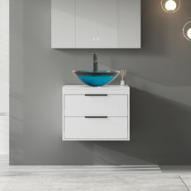 Linear 24" White Wall Mounted Bathroom Vanity Combo with Single Sink