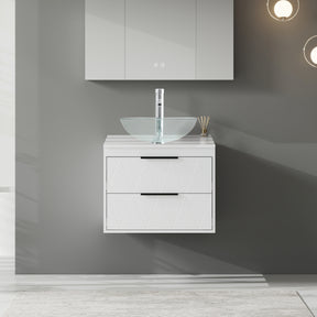 Linear 24" White Wall Mounted Bathroom Vanity Combo with Single Sink