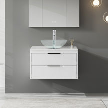 Linear 30" White Wall Mounted Bathroom Vanity Combo with Single Sink