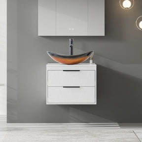 Linear 24" White Wall Mounted Bathroom Vanity Combo with Single Sink