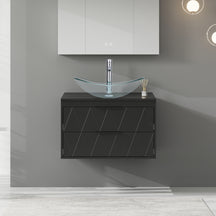 Linear 30" Black Wall Mounted Bathroom Vanity Combo with Single Sink