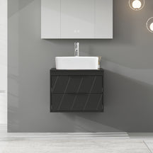 Linear 24" Black Wall Mounted Bathroom Vanity Combo with Single Sink