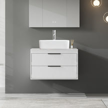 Linear 30" White Wall Mounted Bathroom Vanity Combo with Single Sink