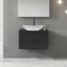 Linear 30" Black Wall Mounted Bathroom Vanity Combo with Single Sink