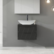 Linear 24" Black Wall Mounted Bathroom Vanity Combo with Single Sink