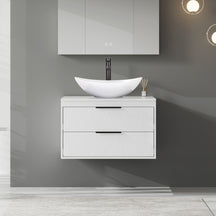 Linear 30" White Wall Mounted Bathroom Vanity Combo with Single Sink