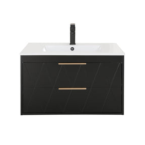 Linear 30" Wall Mounted Bathroom Vanity Combo with Single Undermount Sink