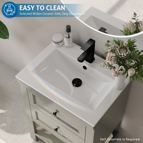 24" Freestanding Bathroom Vanity Combo with Single Undermount Sink