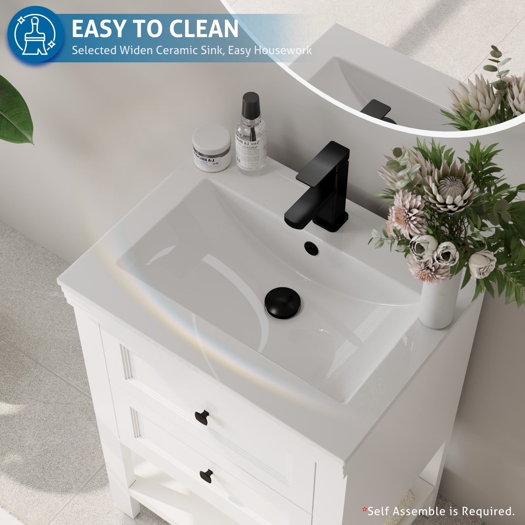 24" Freestanding Bathroom Vanity Combo with Single Undermount Sink