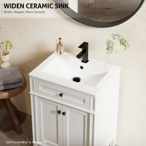 Retro 24" Freestanding Bathroom Vanity Combo with Single Undermount Sink, Square Column