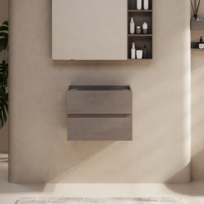 Minimalist  24" Cement Grey Wall Mounted Bathroom Vanity Combo with Single Undermount Sink