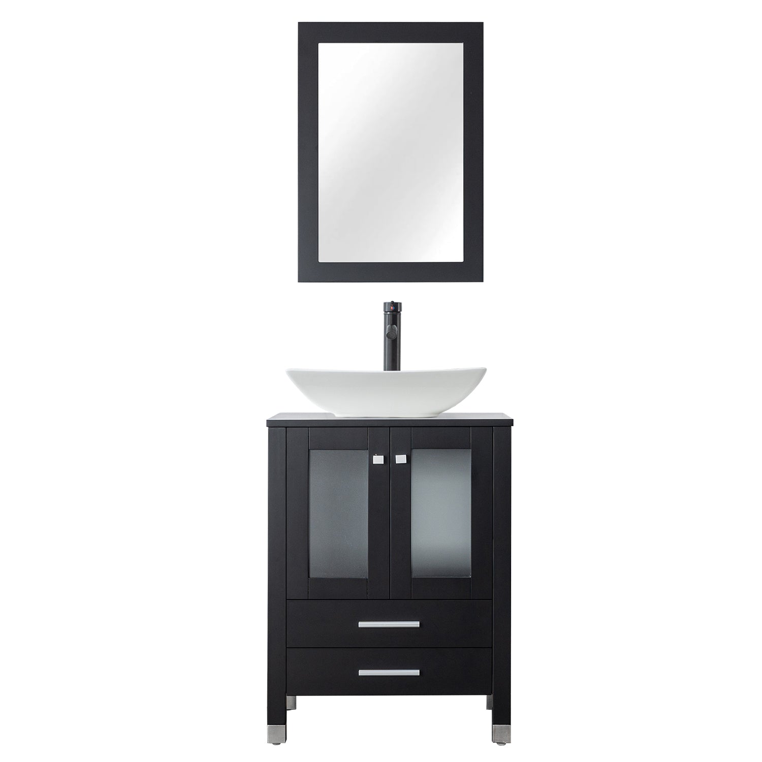 Classic 24" Freestanding Bathroom Vanity Combo with Single Sink & Mirror