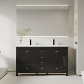 Modern 60" Freestanding Bathroom Vanity Combo with Double Undermount Sinks