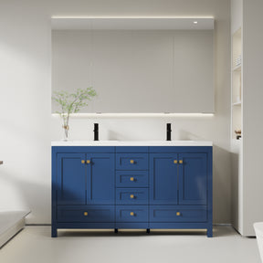 Modern 60" Freestanding Bathroom Vanity Combo with Double Undermount Sinks