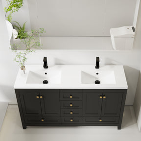 Modern 60" Freestanding Bathroom Vanity Combo with Double Undermount Sinks