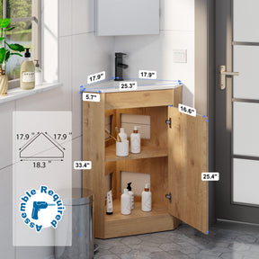 Corner 26" Freestanding Bathroom Vanity Combo with Single Undermount Sink