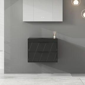 Linear 24" Black Wall Mounted Bathroom Vanity Combo with Single Sink