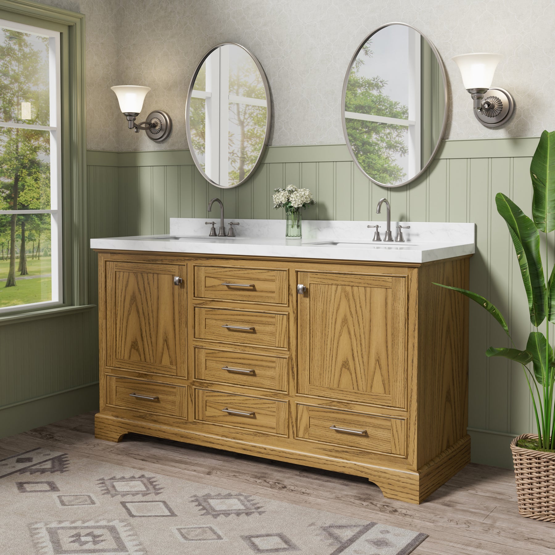 Luxurious  60'' Fully Assembled  Bathroom Vanity with Dual Undermount Sink Combo