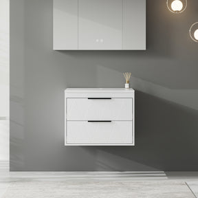 Linear 24" White Wall Mounted Bathroom Vanity Combo with Single Sink