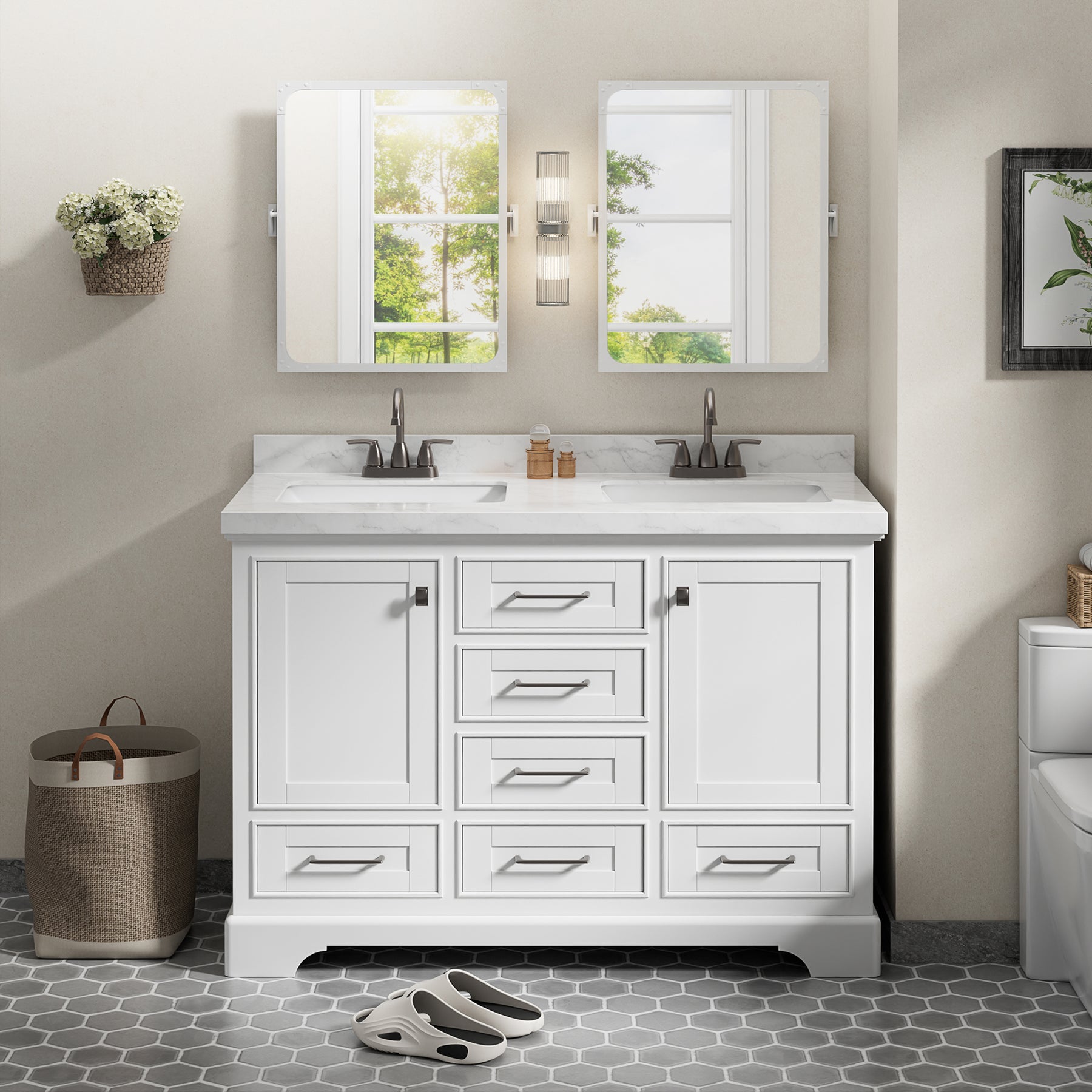 Luxurious 48'' Fully Assembled Bathroom Vanity with Dual Undermount Sink Combo