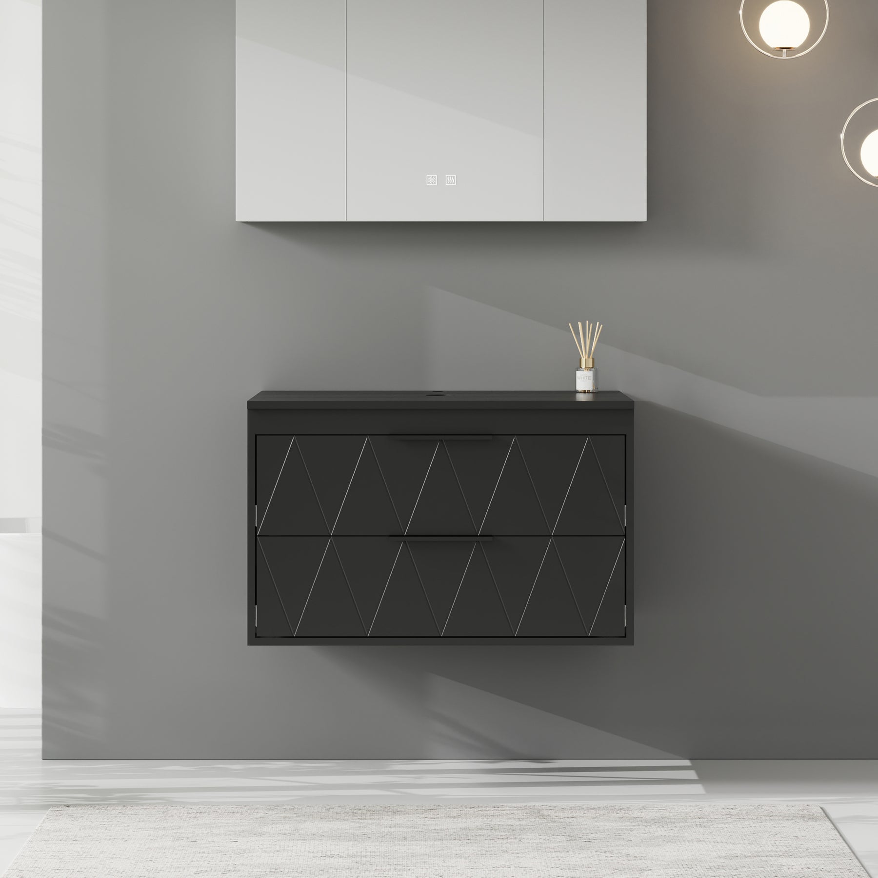 Linear 30" Black Wall Mounted Bathroom Vanity Combo with Single Sink