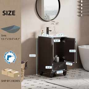 Retro 18" Freestanding Bathroom Vanity Combo with Single Undermount Sink, French Style