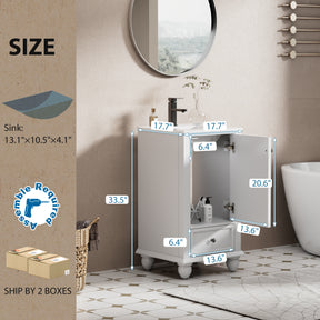 Retro 18" Freestanding Bathroom Vanity Combo with Single Undermount Sink, French Style