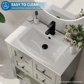 30" Freestanding Bathroom Vanity Combo with Single Undermount Sink