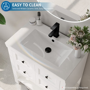 30" Freestanding Bathroom Vanity Combo with Single Undermount Sink