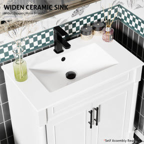 Retro 30" Freestanding Bathroom Vanity Combo with Single Undermount Sink, Column Style