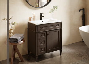 Retro 30" Freestanding Bathroom Vanity Combo with Single Undermount Sink, Square Column